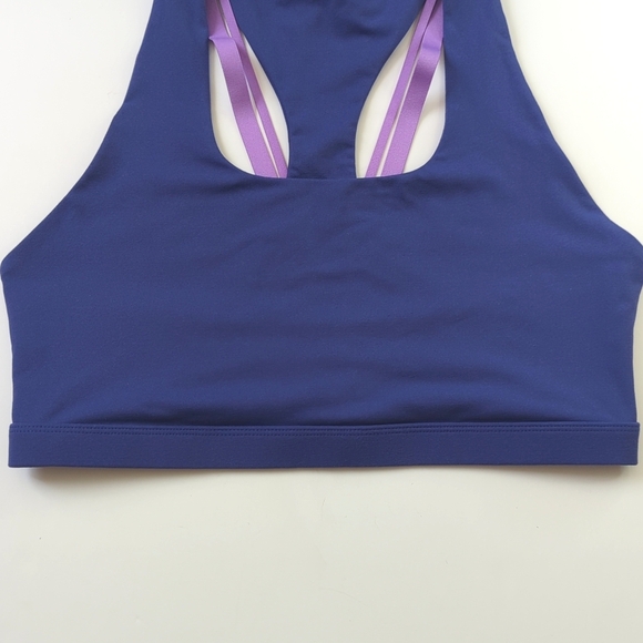 Fabletics Boost Medium Impact Scoop Neck Strappy Racerback Sports Bra Indigo XL - Picture 4 of 11